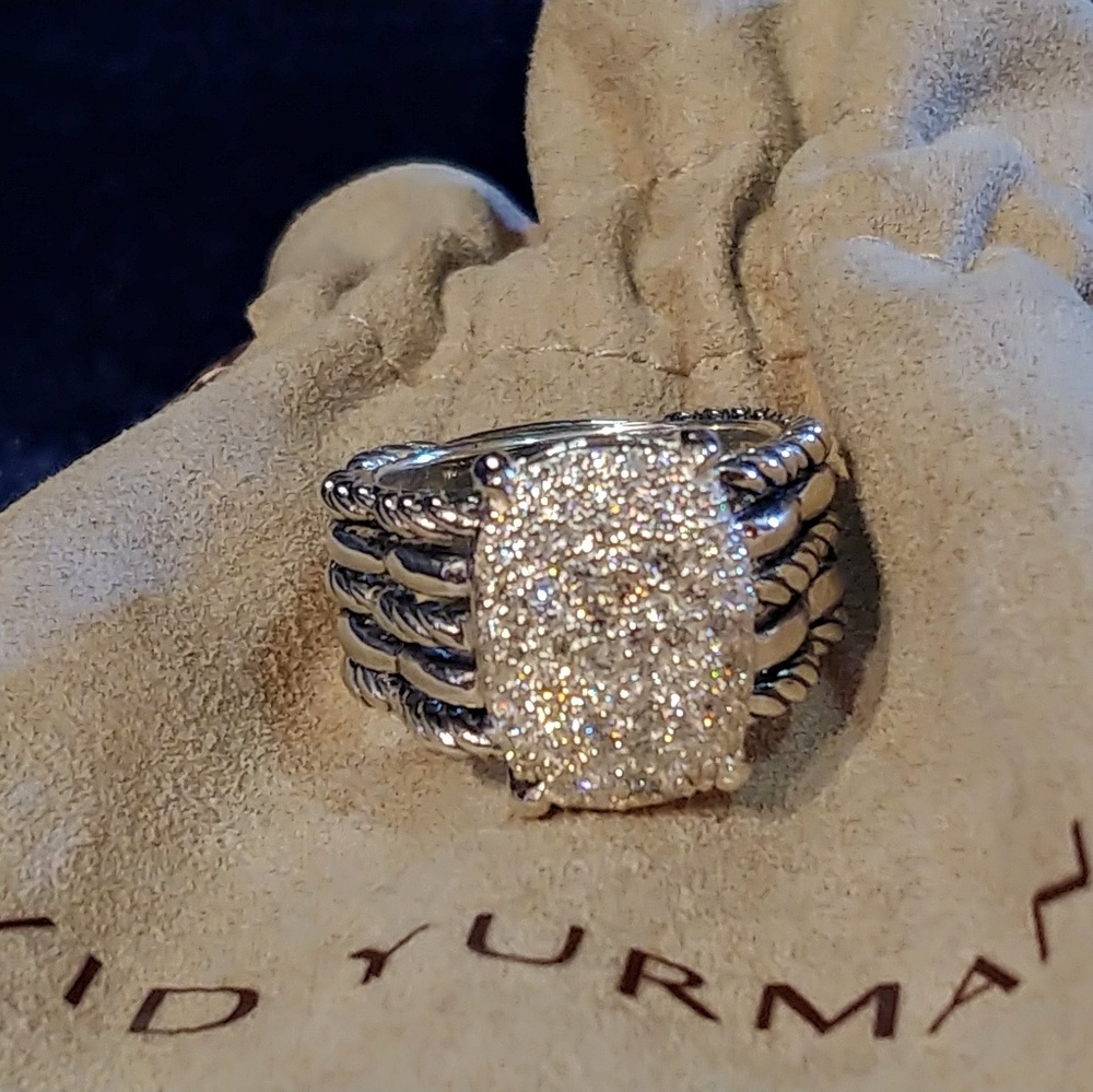 David Yurman Diamond pave Tides ring 8 Wheaton - Picture 2 of 8